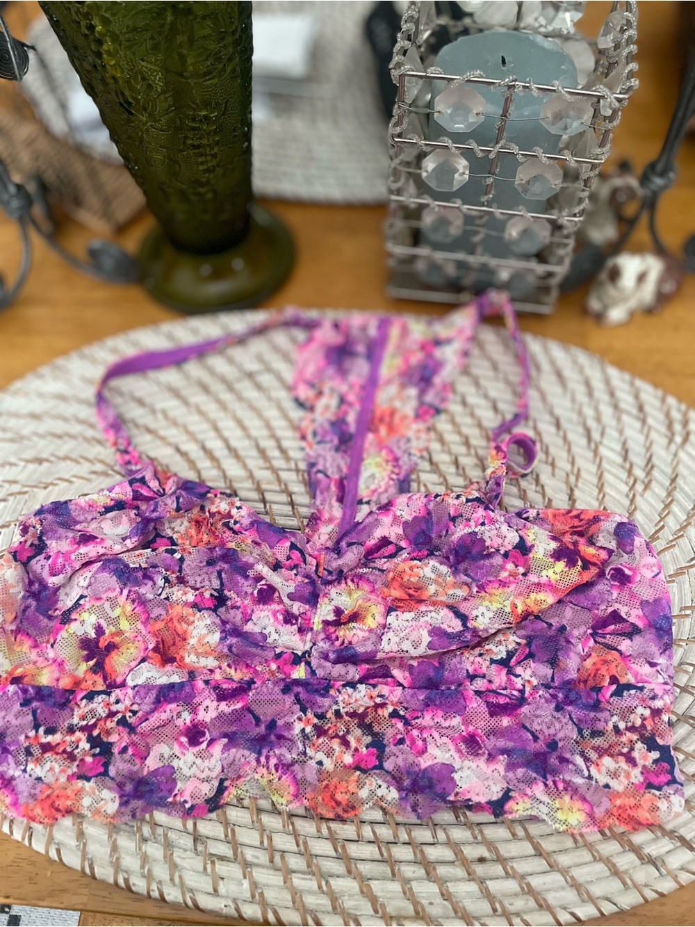 Victoria's Secret Purple Floral Lace One-Piece